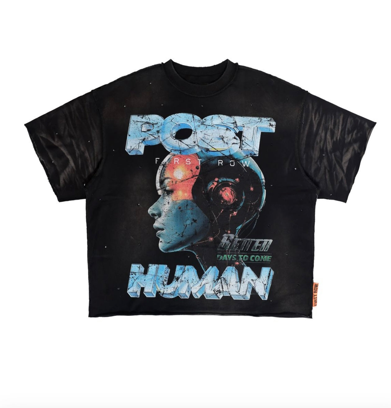 POST HUMAN WASHED CROPPED TEE- FIRST ROW