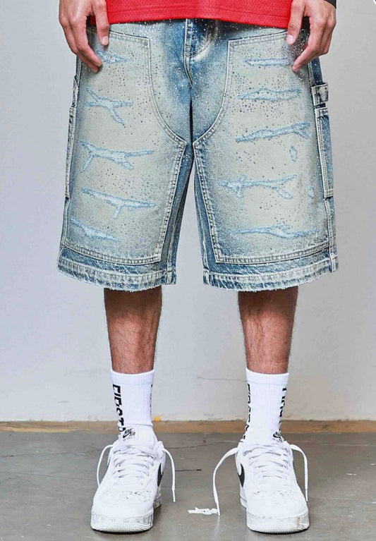 JORTS- LIGHT WASH W/RHINESTONES